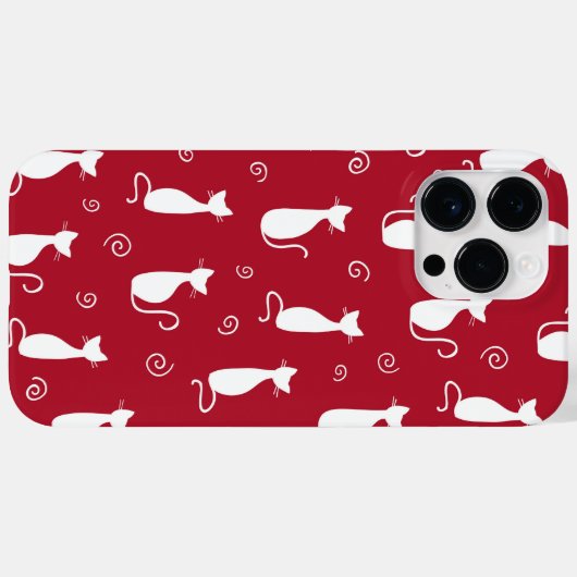 COQUES Case-Mate iPhone ROUGE AVEC MOTIF CHAT SITTTE BLANC (Verso (horizontal))