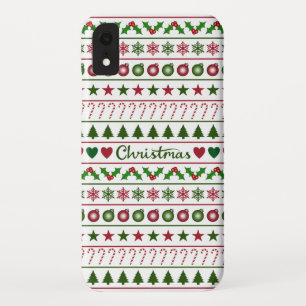 Case-Mate iPhone Case Rouge blanc de vert de motif de motifs de Noël
