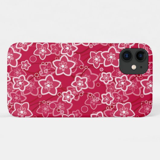 Coques Case-Mate iPhone rouge blanc floral rustique mode motif rétro (Dos (Horizontal))