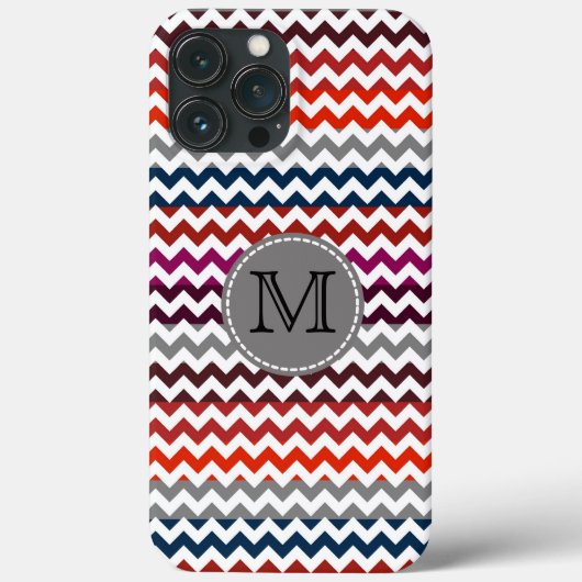 Coques Case-Mate iPhone Rouge blanc gris Chevron Zigzag Monogramme (Verso)