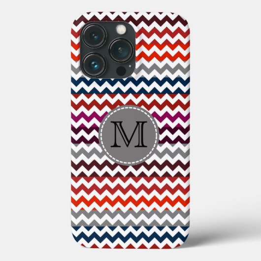 Coques Case-Mate iPhone Rouge blanc gris Chevron Zigzag Monogramme (Verso)