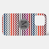 Coques Case-Mate iPhone Rouge blanc gris Chevron Zigzag Monogramme (Verso (horizontal))