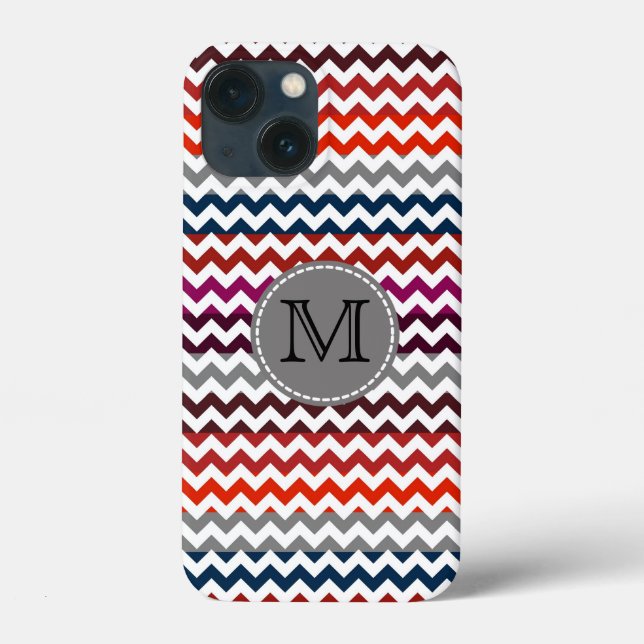 Coques Case-Mate iPhone Rouge blanc gris Chevron Zigzag Monogramme (Verso)