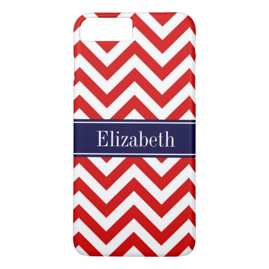 Coques Case-Mate iPhone Rouge Blanc LG Chevron Marine Nom bleu Monogramme (Dos)