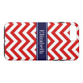 Coques Case-Mate iPhone Rouge Blanc LG Chevron Marine Nom bleu Monogramme (Dos (Horizontal))