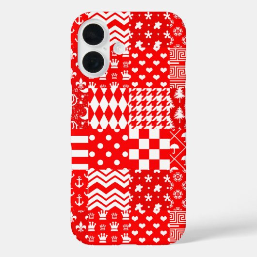 Coques Case-Mate iPhone Rouge blanc Mixte Motif Patchwork Design (Verso)