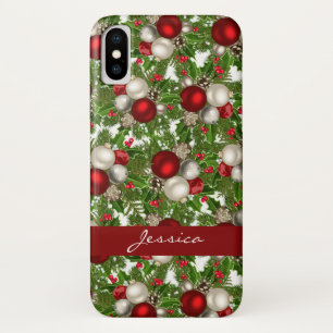 Case-Mate iPhone Case Rouge Blanc Noël Ornements Noël Holly