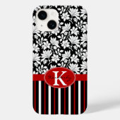 Coques Case-Mate iPhone Rouge, blanc noir nom et initiale (Verso)