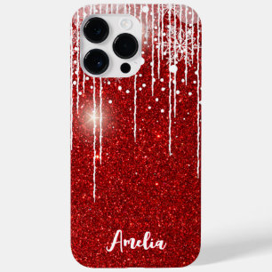 Coque Pour Pour iPhone 14 Pro Max Rouge Blanc Snowy Driving Snowflake Nom personnali