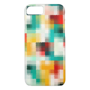 Coque iPhone 8/7 Rouge bleu vert jaune blanc Motif Abstrait