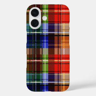 Coques iPhone 16 Rouge Bleu Vert Jaune Carreaux Tartan Design