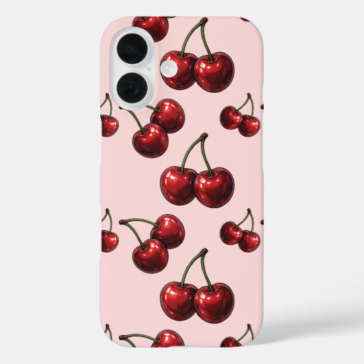 Coques Case-Mate iPhone Rouge brillant Cerises rose Rétro (Verso)