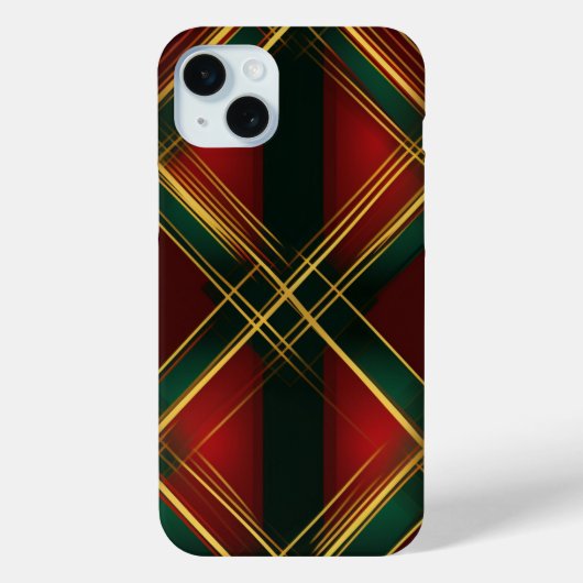 COQUES Case-Mate iPhone ROUGE BRILLANT OR VERT NOËL MOTIF PLAID (Verso)