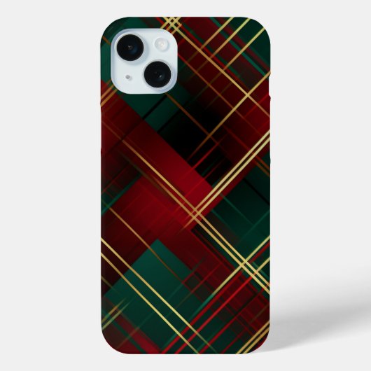 COQUES Case-Mate iPhone ROUGE BRILLANT OR VERT NOËL MOTIF PLAID (Verso)