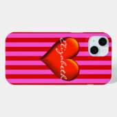 Coques Case-Mate iPhone Rouge Chaud Rayure Rose Rouge Métallisé Monogramme (Verso (horizontal))