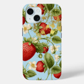 Coques Case-Mate iPhone Rouge chic, bleu pastel et fruits aux fraises d'or (Verso)