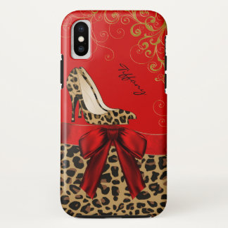 Case-Mate iPhone Case Rouge chic et Empreinte de léopard