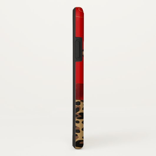 Coques Case-Mate iPhone Rouge chic et Empreinte de léopard (Dos/Droite)