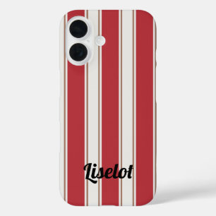 Coques iPhone 16 Rouge Classique, Blanc et Rayures de Souris Mocha