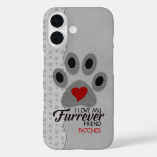 Coques iPhone 16 Rouge Coeur Chat Paw avec Pet Lover
