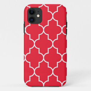 Coques Pour iPhone Rouge de cerise Quatrefoil