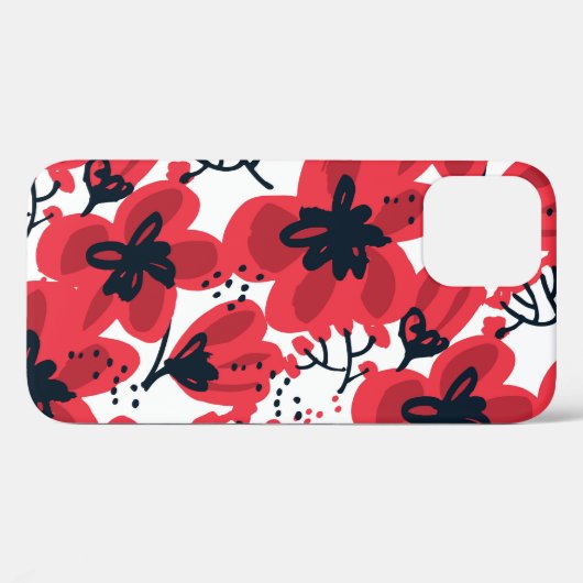 Coques Case-Mate iPhone Rouge de fleur : Motif Abstrait à main. (Verso (horizontal))