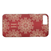 Coques Case-Mate iPhone Rouge décoré d'un monogramme et médaillon exotique (Dos (Horizontal))
