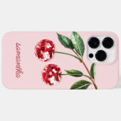 Coques Case-Mate iPhone Rouge Élégant Cerise Nom de Script Personnalisé Ro (Verso (horizontal))