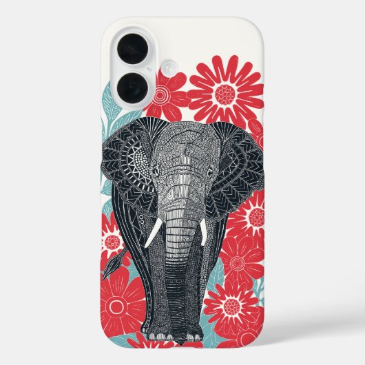 Coques Case-Mate iPhone rouge éléphant folksy (Verso)