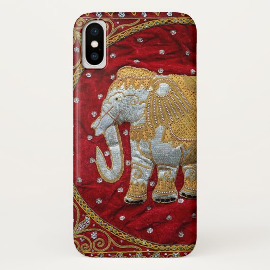 Coques Case-Mate iPhone Rouge embelli et or d'éléphant d'Asie (Dos)