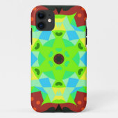 Coques Case-Mate iPhone Rouge et bleu rétro Mandala Flower Green (Dos)