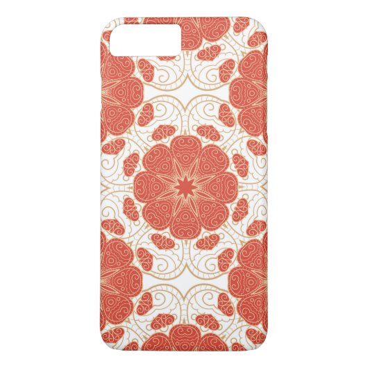 Coques Case-Mate iPhone Rouge et motif floral de dentelle d'or (Dos)