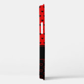 Coques Case-Mate iPhone Rouge Et Noir, Motif De Coeurs Élégants, Nom Perso (Verso / Droite)