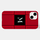 Coques Case-Mate iPhone Rouge et Noir Simple Initial Festif Noël (Verso (horizontal))
