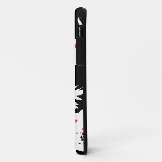 Coques Case-Mate iPhone Rouge, fleurs blanches sur noir (Dos/Gauche)