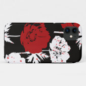 Coques Case-Mate iPhone Rouge, fleurs blanches sur noir (Dos (Horizontal))