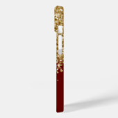 Coques Case-Mate iPhone Rouge foncé et paillettes dorées Glam (Verso / Gauche)