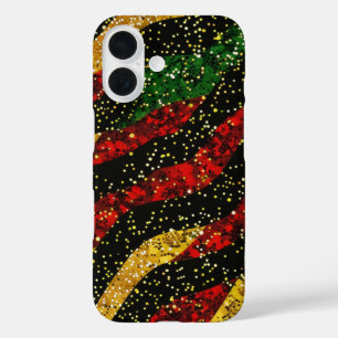 Coques iPhone 16 Rouge Jaune Noir Vagues de Parties scintillant fes