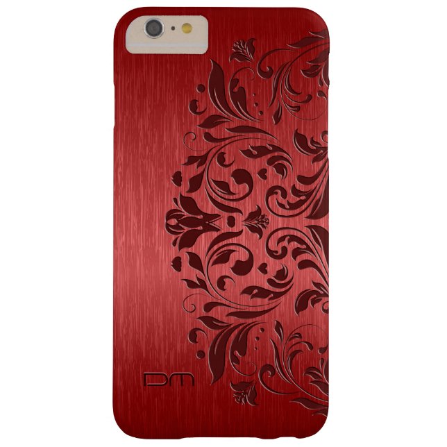 Coques Case-Mate iPhone Rouge métallique brossé aluminium et dentelle flor (Dos)