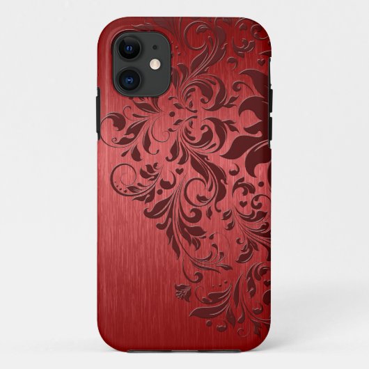 Coques Case-Mate iPhone Rouge métallique brossé en aluminium et dentelle r (Dos)