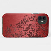 Coques Case-Mate iPhone Rouge métallique brossé en aluminium et dentelle r (Dos (Horizontal))