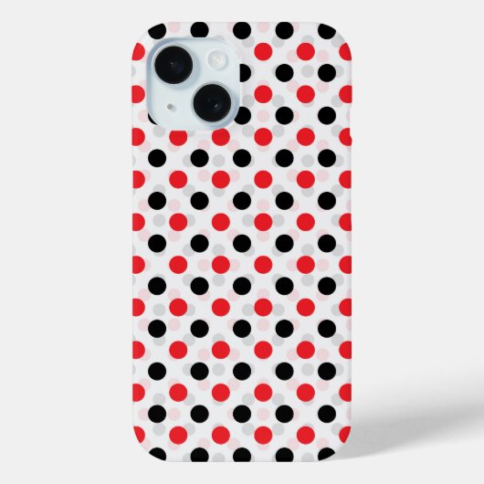 Coques Case-Mate iPhone Rouge noir Pois Textile Motif Design (Verso)
