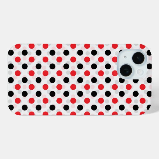 Coques Case-Mate iPhone Rouge noir Pois Textile Motif Design (Verso (horizontal))