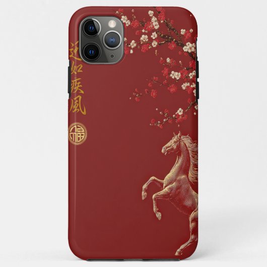 Coques Case-Mate iPhone Rouge & Or Chinois Zodiaque Année du Cheval (Dos)
