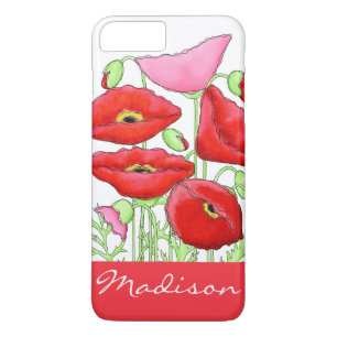 Etui iPhone Case-Mate Rouge Papes Rose Art Nom personnalisé Personnalisé