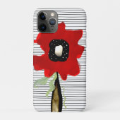 Coques Case-Mate iPhone Rouge pavot rayé lignes noir et blanc (Dos)