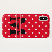 Coques Case-Mate iPhone Rouge Rétro à Points Blancs, Personnalisé (Dos (Horizontal))