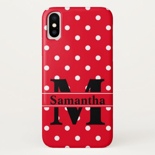 Coques Case-Mate iPhone Rouge Rétro à Points Blancs, Personnalisé (Dos)
