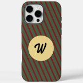 Coques Case-Mate iPhone Rouge Rétro & Rayures Vertes Monogramme Cercle Dor (Verso)