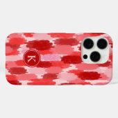 Coques Case-Mate iPhone Rouge rose Abstrait brosses Motif Monogramme (Verso (horizontal))